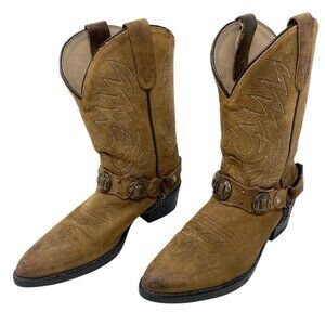 POCONO WESTERN Boys/Girls Youth Tan Brown Leather COWBOY BOOTS C-1592 Size 1.5